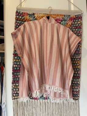 Kids Pink Striped Poncho - Brand